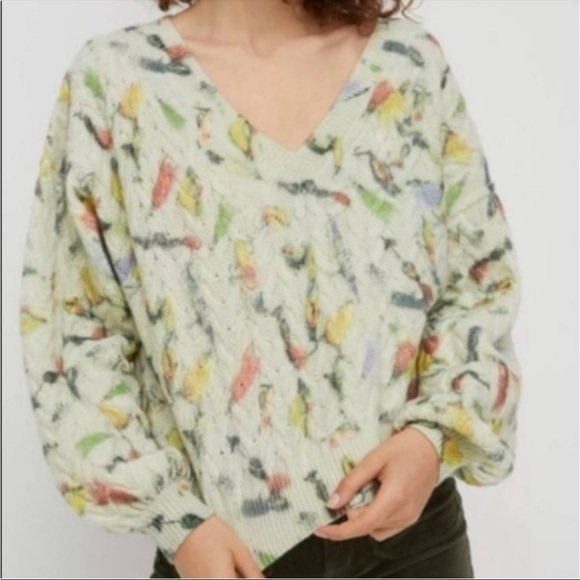 Anthropologie Watercolor V-Neck Sweater - Picture 2 of 6